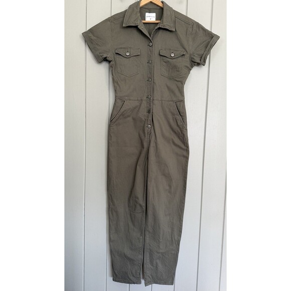 Celebrity Pink Jumpsuit M Medium Olive Green Short Sleeve Utility Streetwear - Picture 1 of 5